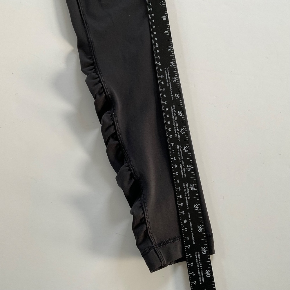 Lululemon Speed Up Black Leggings Sz 6 Coral Pink Zip Pocket  Ruched Ankle Gym - Picture 6 of 13